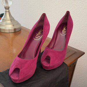 Yves Saint Laurent Fuchsia Peep Toe Heels